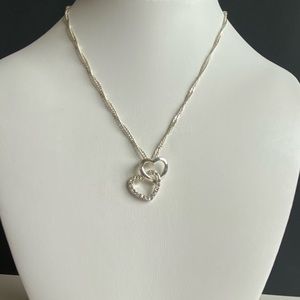 Double linked hearts necklace